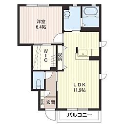 アヴァンセB 1LDKの間取図画像
