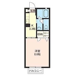 ハイツパステロ 1Kの間取図画像