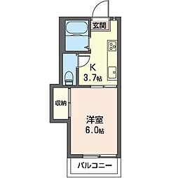グリーンハイツ 1Kの間取図画像