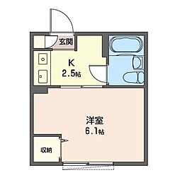 武蔵小杉フラワーパーク 1Kの間取図画像