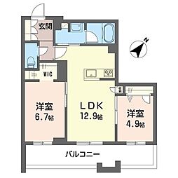 アリエス茅ヶ崎 2LDKの間取図画像