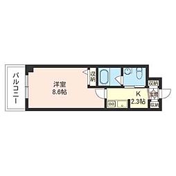 フロレスタ日吉 1Kの間取図画像