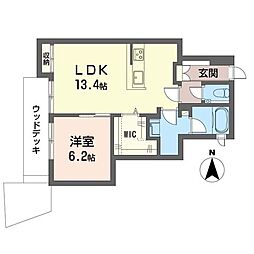 シュプロス元住吉 1LDKの間取図画像