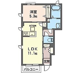 エミ2 1LDKの間取図画像