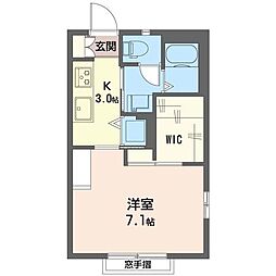 カーサソレアード 1Kの間取図画像
