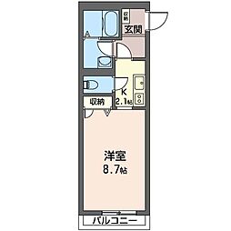 クオーレ 1Kの間取図画像