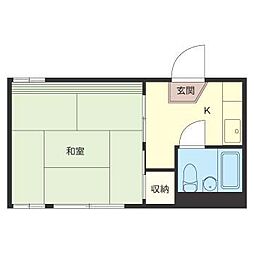 コーポユー 1Kの間取図画像