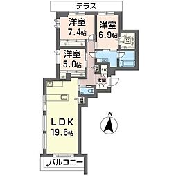 バーダントエダン 深沢 3LDKの間取図画像