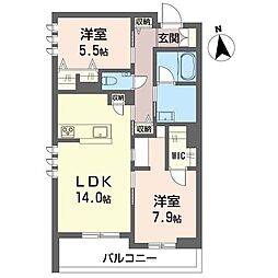 プルミエ グロリエ 2LDKの間取図画像