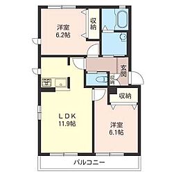 @Style 2LDKの間取図画像