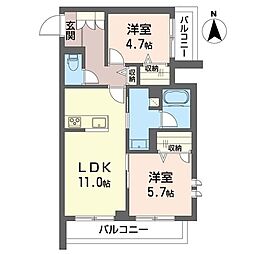(仮称)板橋区桜川2丁目シャーメゾン 2LDKの間取図画像