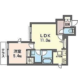 クローバーハウス 1LDKの間取図画像