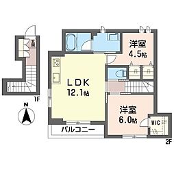 フィオーレ 世田谷 2LDKの間取図画像