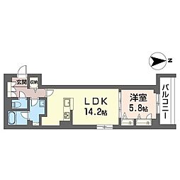 グランコスモ八王子 1LDKの間取図画像