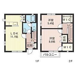 高橋テラスハウス 2LDKの間取図画像