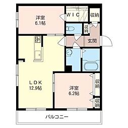 ラ・マルク 2LDKの間取図画像