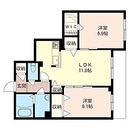 ラ・マルク 2LDKの間取図画像