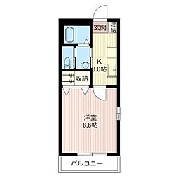グランディール 1Kの間取図画像