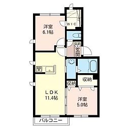 CrescentA 2LDKの間取図画像