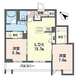 クアドリフォリオ浦和美園 2LDKの間取図画像