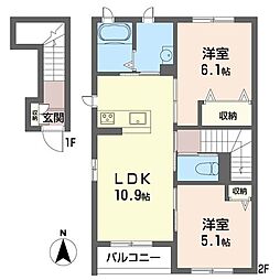 グランコート木崎 2LDKの間取図画像