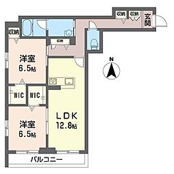 アズール常盤の杜 2LDKの間取図画像