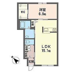 クレストコート 1LDKの間取図画像