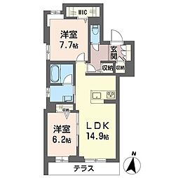 リン 2LDKの間取図画像