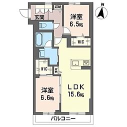 リン 2LDKの間取図画像