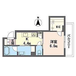 クロノス ルメリア 1Kの間取図画像