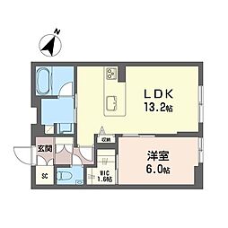テレノ・エレヴァド 1LDKの間取図画像