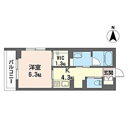 ブランソワ浦和 1Kの間取図画像