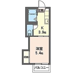 ハイツゆき 1Kの間取図画像