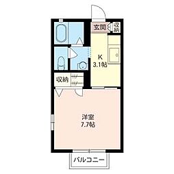 エスポワール 1Kの間取図画像
