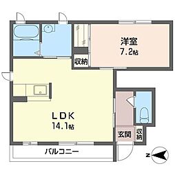 グランシャリオA 1LDKの間取図画像
