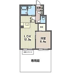 メゾン・ソレイユC 1LDKの間取図画像
