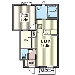 セブングラッドB 1LDKの間取図画像
