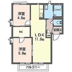 サンフォレストB 2LDKの間取図画像