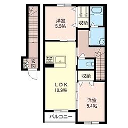 コーラルリーフB 2LDKの間取図画像