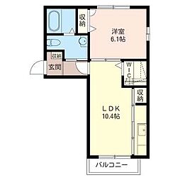 パスティヤージュＡ 2階1LDKの間取り