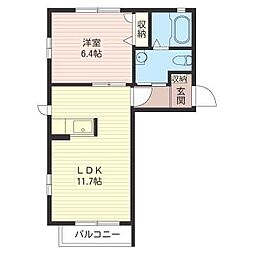 グランフォンテーヌ2A 1LDKの間取図画像