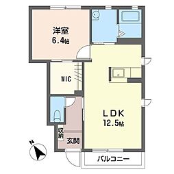 メゾンヴェール2 1LDKの間取図画像