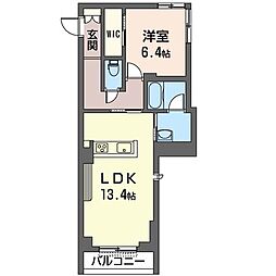 wisteriacourt 1LDKの間取図画像