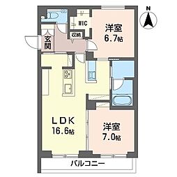 Grace2 2LDKの間取図画像