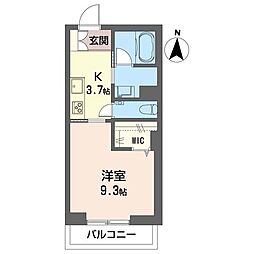 メゾン ド ファベル 1Kの間取図画像
