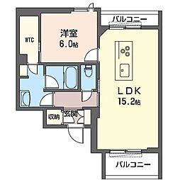 エルミタージュクール 1LDKの間取図画像