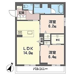 アルエットII 2LDKの間取図画像