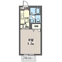 メゾンボヌール 1Kの間取図画像