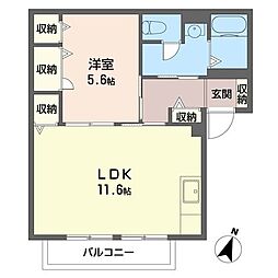 シャルマン・ミューB棟 2Kの間取図画像