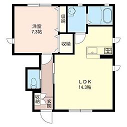 リアン・ファミリオ　Ａ 1階1LDKの間取り